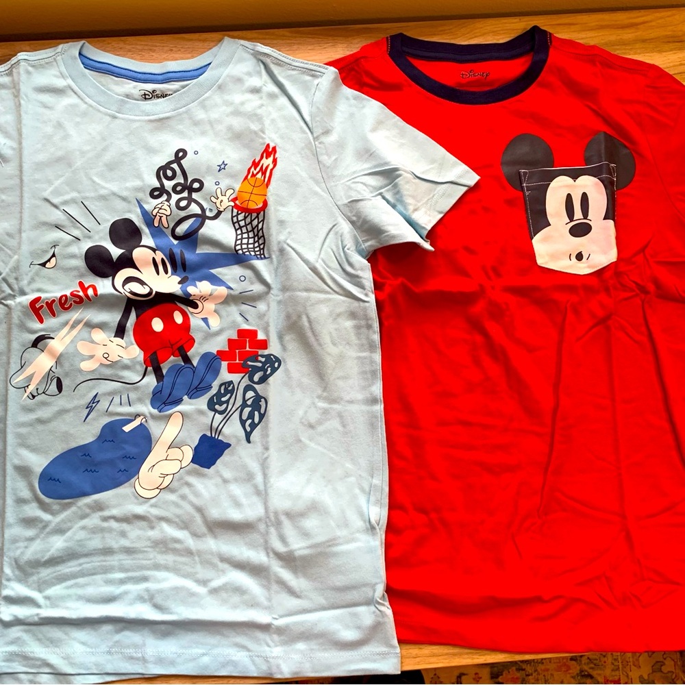 Disney Spotted Zebra Mickey Mouse Boys T-Shirts L 10 Cotton Short Sleeve Tees